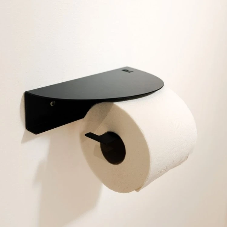 Étagère Murale Dérouleur Papier Toilette - Noir Mat