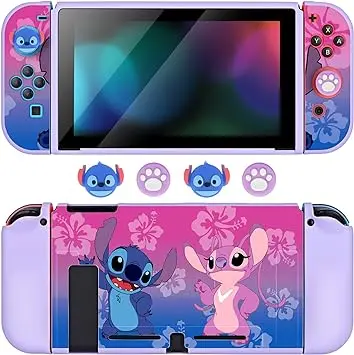 DLseego Coque Compatible avec la Switch, Étuis de Protection en TPU Souple pour la Switch, avec 2 Housses Souples pour Le Joycon et 4 Thumb Grip Caps, éléments de Jeux Anime, Petits Monstres