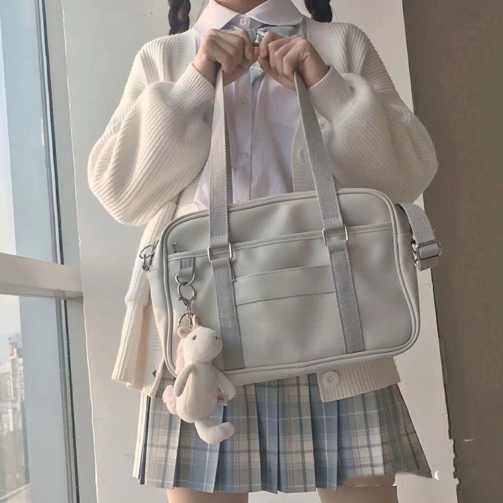 Sac à Dos école Japonais - Cuir PU Bleu Foncé - Grande Capacité - Trou Pour écouteurs - Pour Collégiennes Et Lycéennes