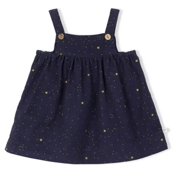 Robe Etoiles Velours Côtelé Fin | Bleu foncé