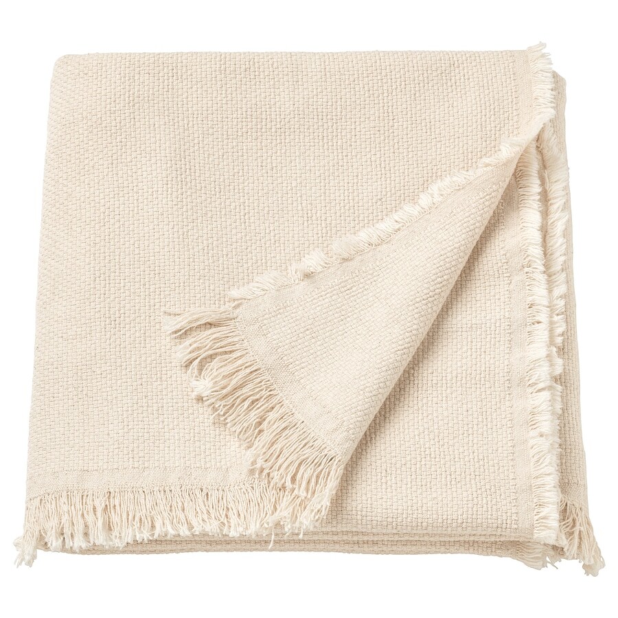 ODDRUN Plaid, écru/beige, 130x170 cm