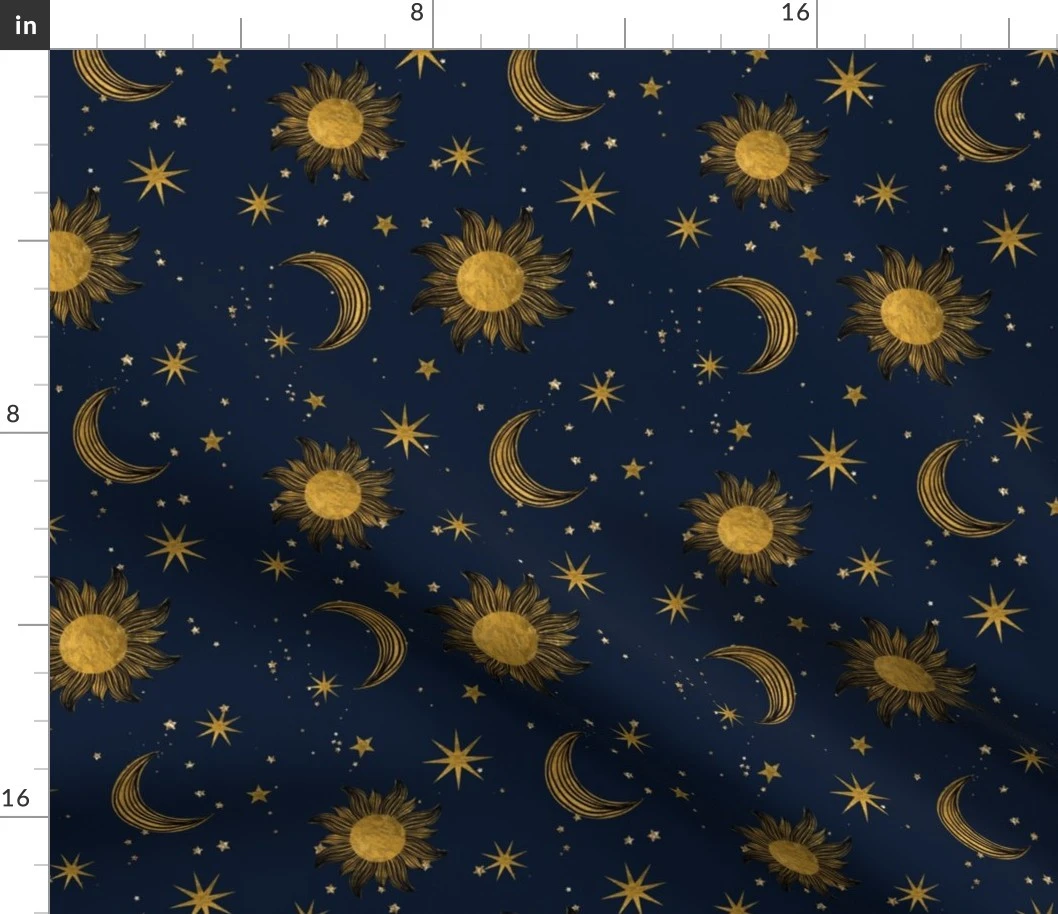 Golden Celestial Fabric | Spoonflower