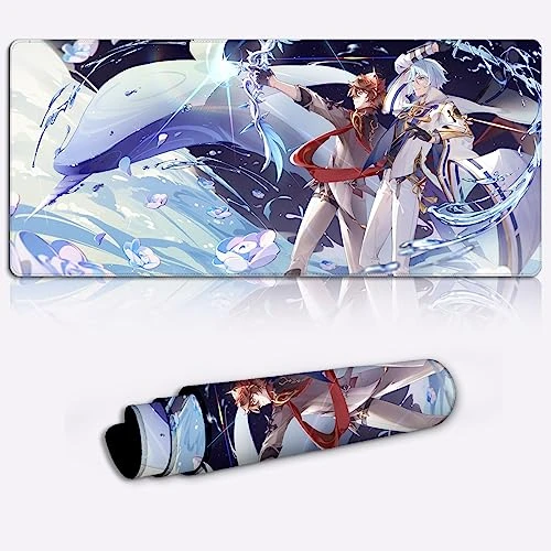 DEHUA Tapis de Souris de Jeu Genshin Impact Kamisato Ayato Tapis de Souris Tapis de Bureau Personnage de Jeu Grand Tapis de Souris XL (13.77x23.6X0.15)