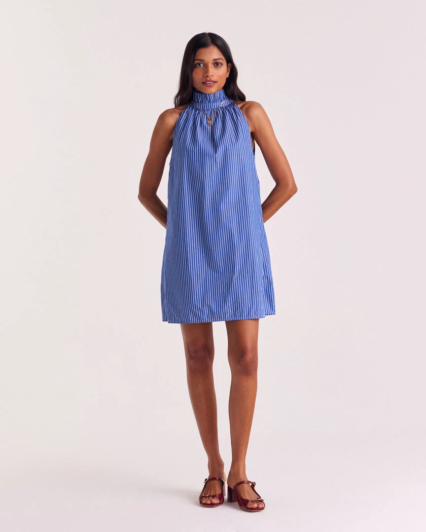 Robe Léonie rayures bleu