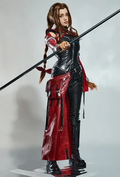 Eternal Fantasy Aerith Costume de Cosplay Aerith Top et Pantalon avec Jupe et Gilet