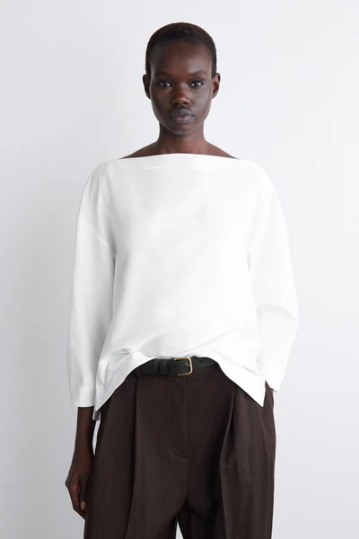 BLOUSE À COL BATEAU EN COTON