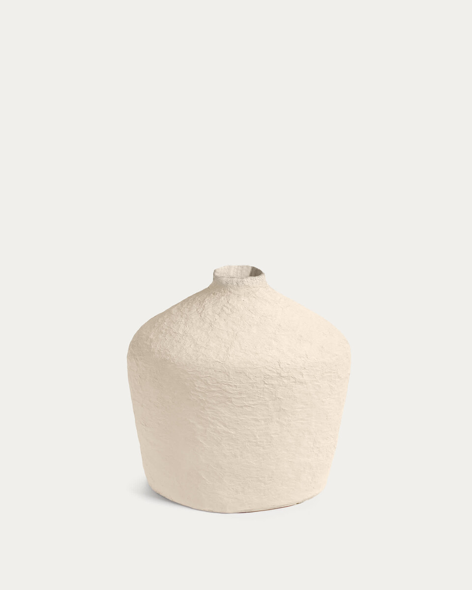 Vase Candida en coton maché beige 20 cm | Kave Home