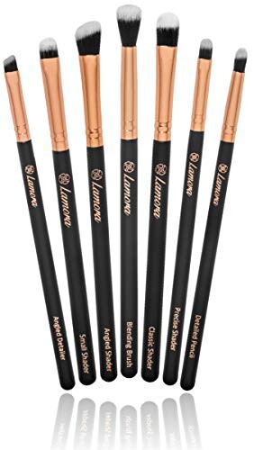 Set de Pinceaux de Maquillage pour les Yeux - Fard à paupières, Eyeliner Mélanger, Nuancer - Meilleur Choix 7 Pièce Essentials Kit - Crayon, Ombré, Fuselé, Définisseur - Poils Soyeux Synthétiques Qui Durent Plus Longtemps, Appliquer Plus Facilement Votre Maquillage Sans Défaut (Couleur Or Rose)