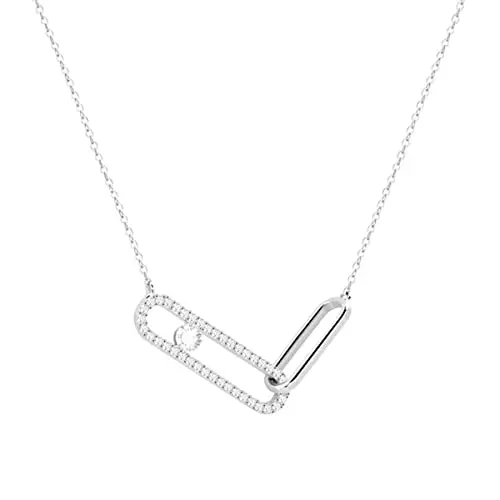 ZAGZIG 925 Argent Micro Zircon carré Double Bouton Broche géométrique breloque Collier pour Femmes clavicule chaîne fête Bijoux Cadeau