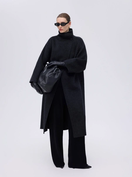 Asymmetric High-Neck Coat