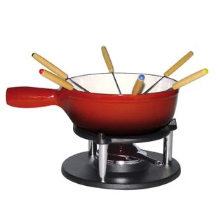 Service à Fondue Caquelon Fonte Emaillé 6 personnes D24 Rouge