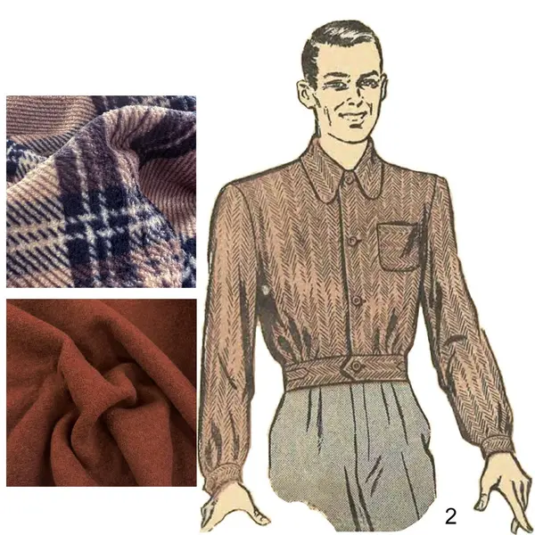 Patron de couture des années 1940 : Manteau de sport et veste de combat pour hommes - Poitrine 42" (107 cm)