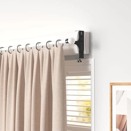 Support Tringle Rideaux sans Percage - Accroche Rideau sans Perçage, Support Tringle Coffre Volet Roulant, Noir, Pack de 2