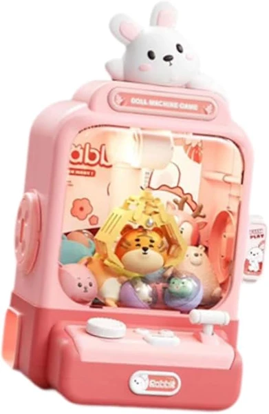 Harilla Machine à griffes électronique, peluche et sons pour attraper, jouet distributeur de bonbons, jouet distributeur de prix pour enfants, enfants, Rose