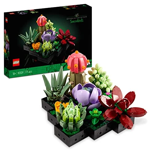 LEGO 10309 Icons Les Succulentes: Plantes Artificielles, Décoration de Maison, Collection Botanique, 9 Petites Plantes, Idéal pour Intérieur, Modèle de Plantes pour Adultes