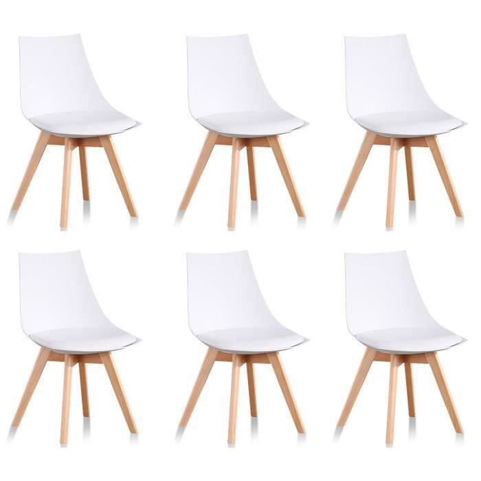Lot de 6 chaises scandinaves blanches - Prague - D