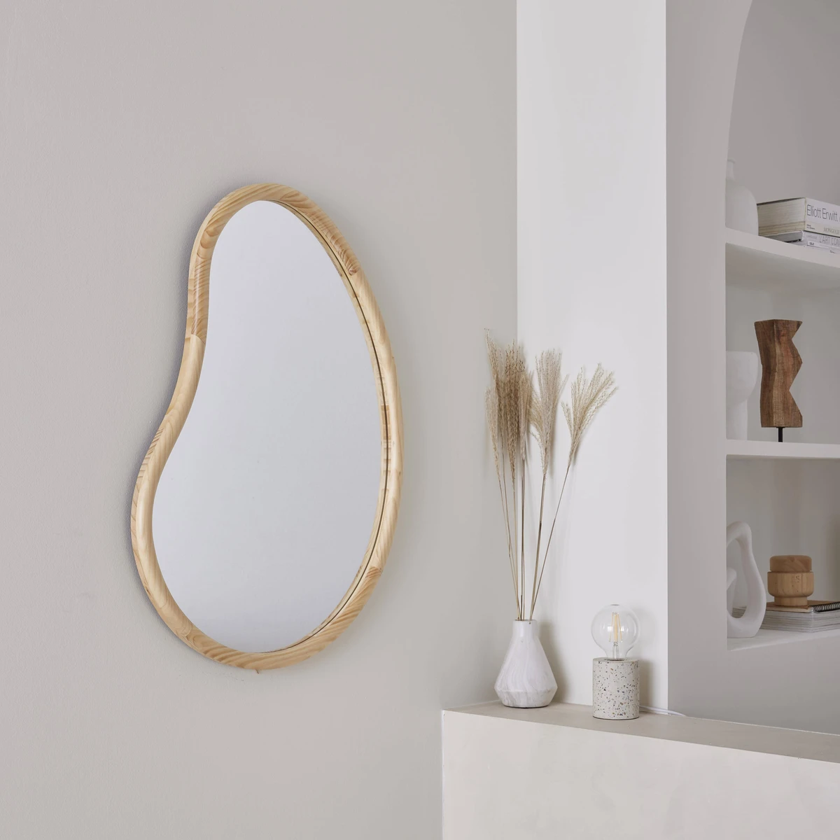 Miroir organique naturel en bois de sapin 85cm l sweeek