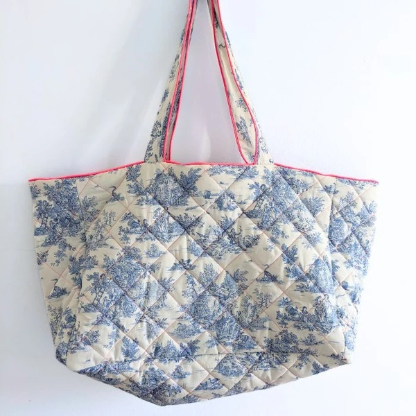 Kit Couture - Grand Cabas Matelassé Toile de Jouy | Créez un Sac Unique
