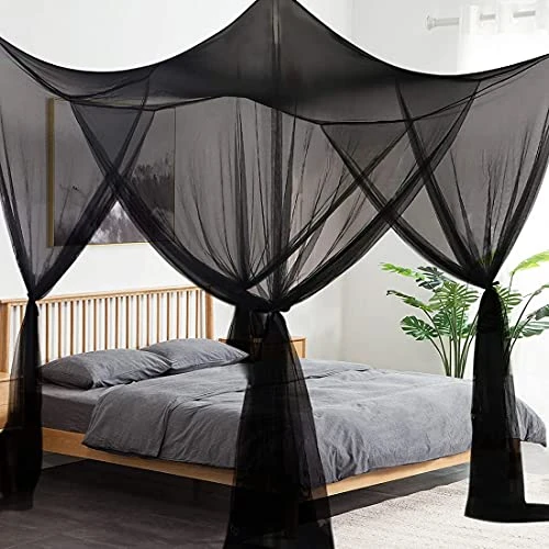 Moustiquaire pour lit de Grande Décoration de Princesse pour Filles et Adultes, Convient pour Taille Pleine/King, 4 Rideaux d'angle