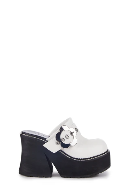 dELiA*s by Dolls Kill Daisy Buckle Platform Clogs - Off White