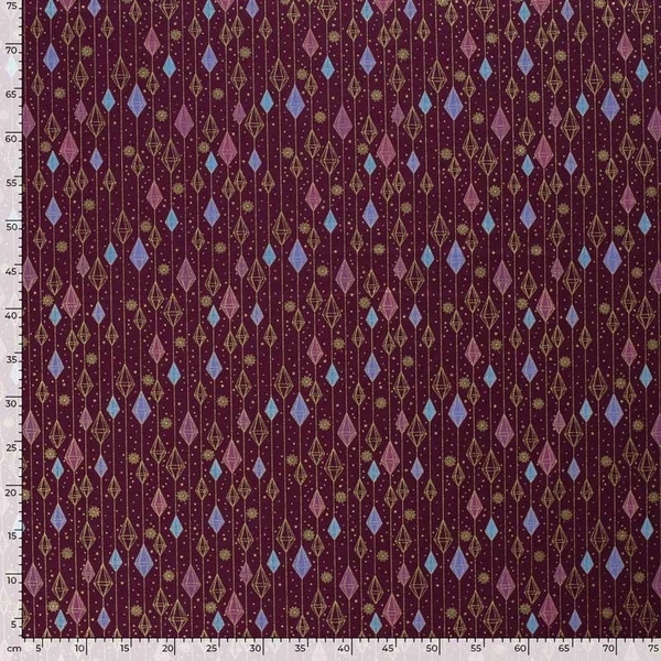 Tissu Popeline Imprimé Losange Aubergine - Tissus des Ursules