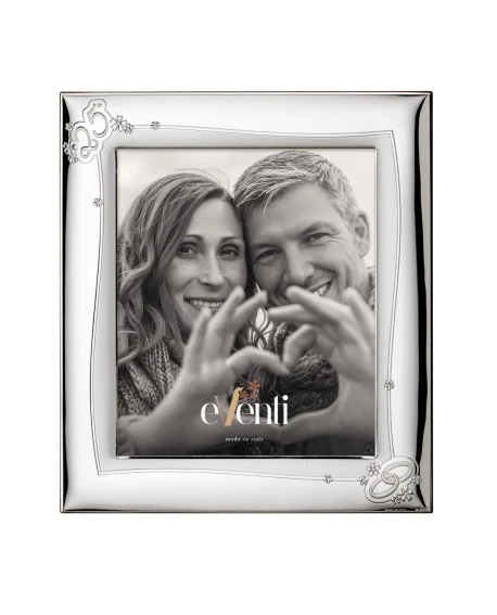 Portafotos de plata para Bodas de Plata con decoración.
