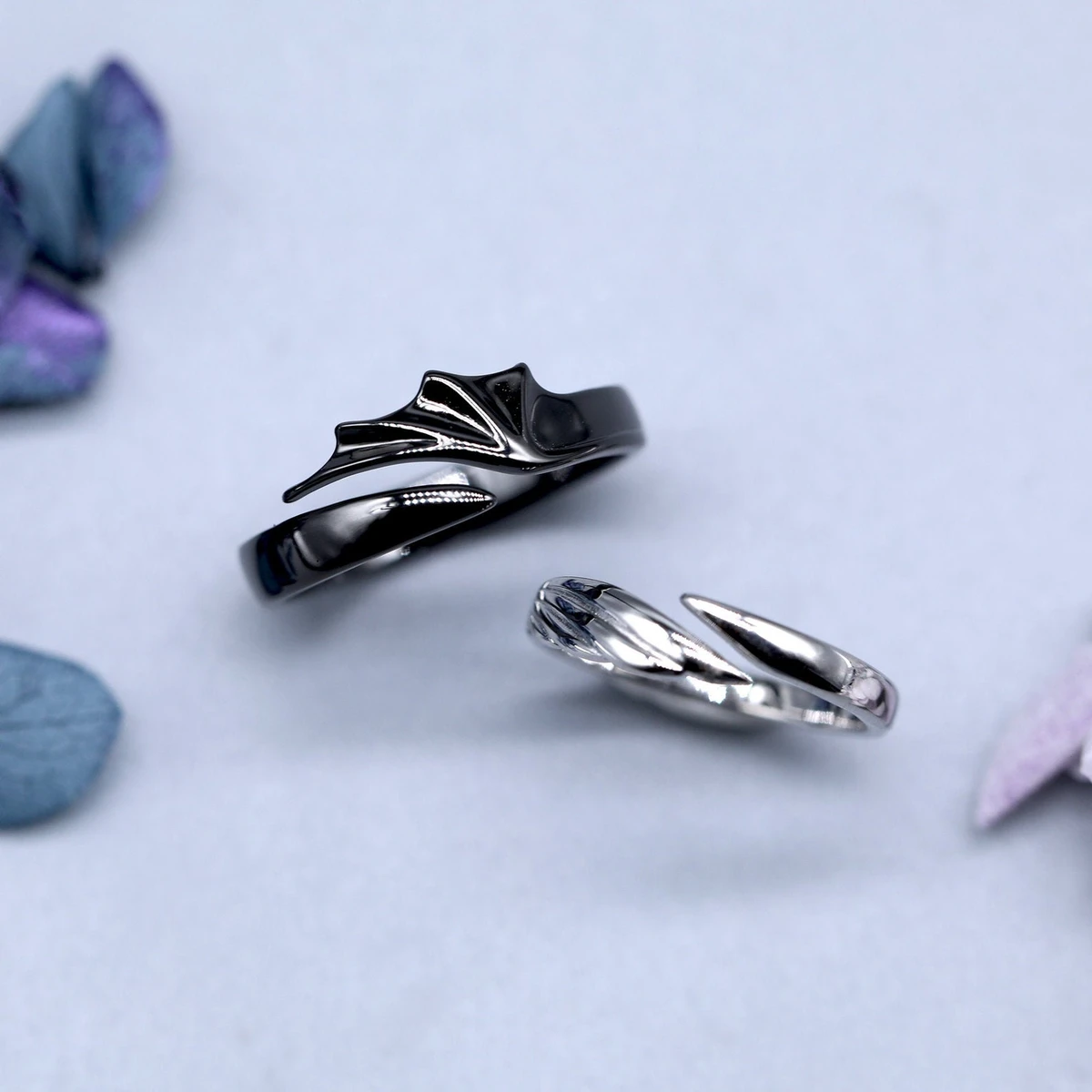 Customized Angel and Devil 925 sterling silver zircon Couple Rings his and hers rings promise ring personalized gift for her for couple