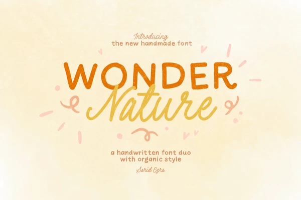 Wonder Nature - Monoline Font Duo, a Script Font by Sarid Ezra