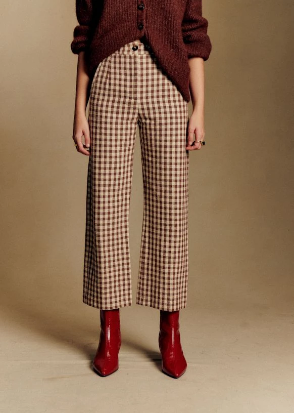 Pantalon Martin Crop - Vichy Marron Ecru