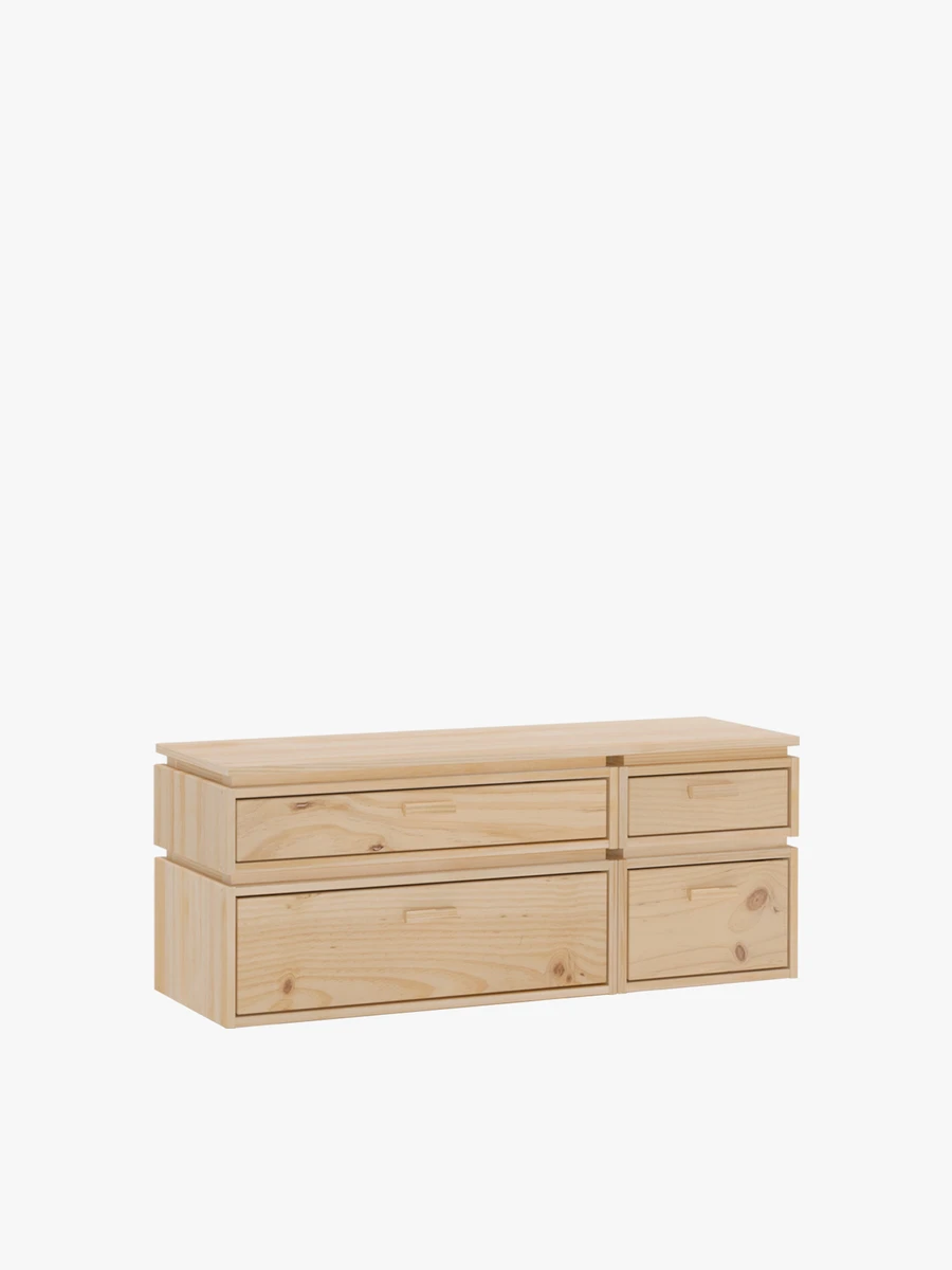 Commode double en bois avec 4 tiroirs 117x49 LIBE | LUFE