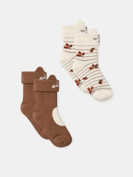 Lot de 2 paires de chaussettes marron ou écru Bébé Fille