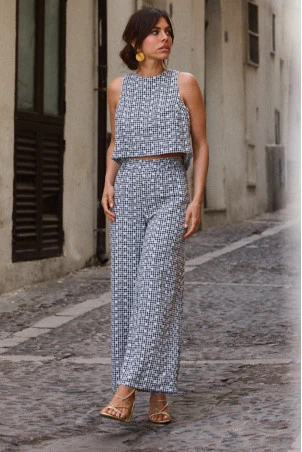 PANTALON COLE VICHY BRODÉ
