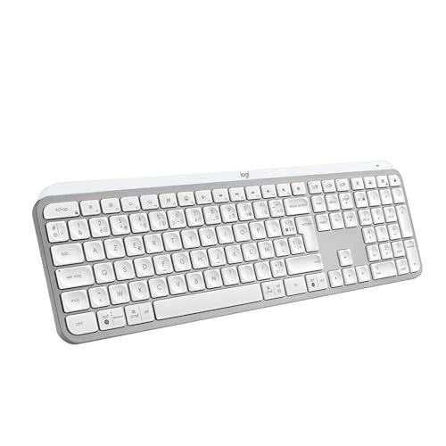 Logitech MX Keys S Clavier sans Fil Rechargeable USB C, Silencieux, Rétroéclairé, Touches Ergonomiques et Programmables, Bluetooth, Windows PC, Linux, Chrome, Mac, AZERTY Français - Pale Grey