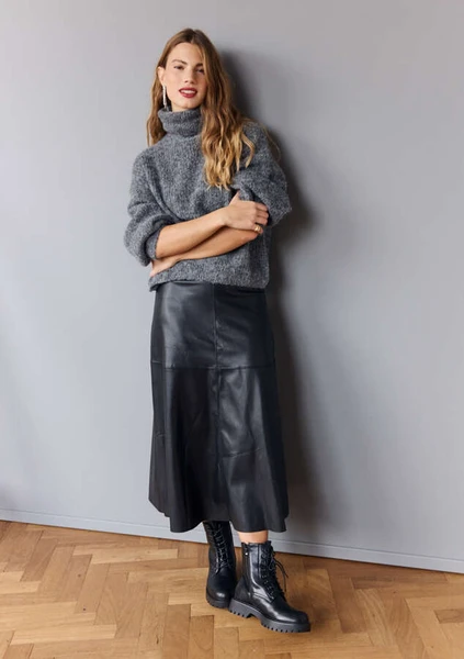 Jupe midi effet cuir