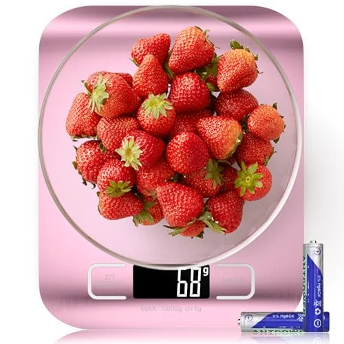 GeeRic Balance Alimentaire, Balance de Cuisine Numérique Capacité de 22 lb/10 kg, 6 Unités avec Fonction Tare Balance Alimentaire pour la Cuisine, la Pâtisserie et la Préparation des Repas Or Rose
