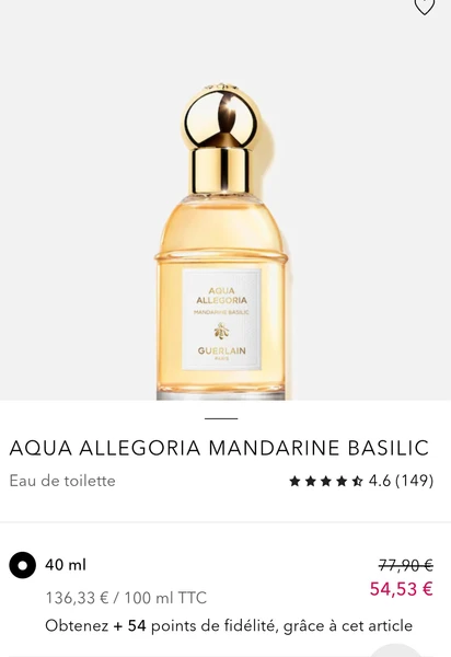 Guerlain aqua mandarine basilique 40 ml