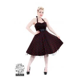 Robe Dos Nu Pin-Up Rétro Vintage 50's Swing Pois Floqué