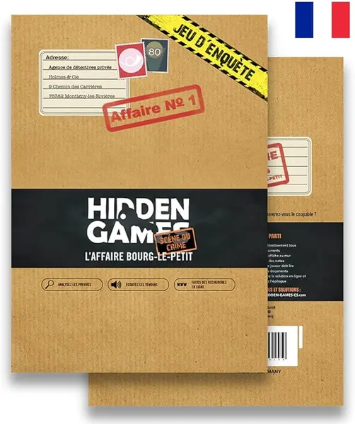 Hidden Games Scène du Crime - Affaire n° 1 - l'affaire BOURG-Le-Petit - Française - Jeu de scène de Crime réaliste, Jeu de détective passionnant, Jeu d'Escape Room