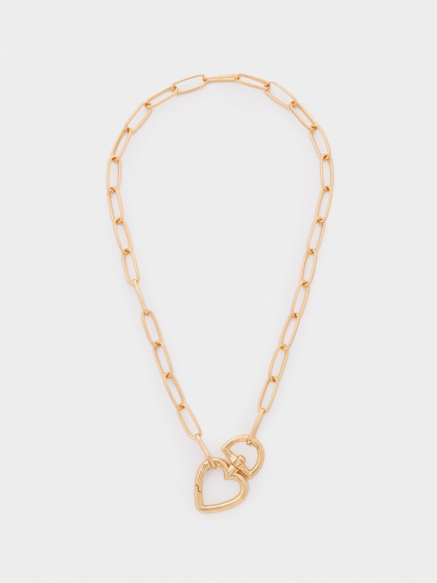 Colar Corrente Curto Coração Dourado