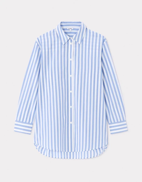 Chemise en popeline rayé - bleu | celio be camaïeu
