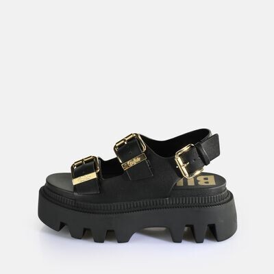 Flora On Plateau-Sandale vegan, schwarz