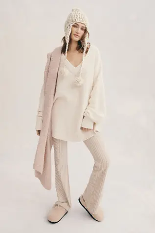 Pantalon à enfiler en velours slim à jambes évasées