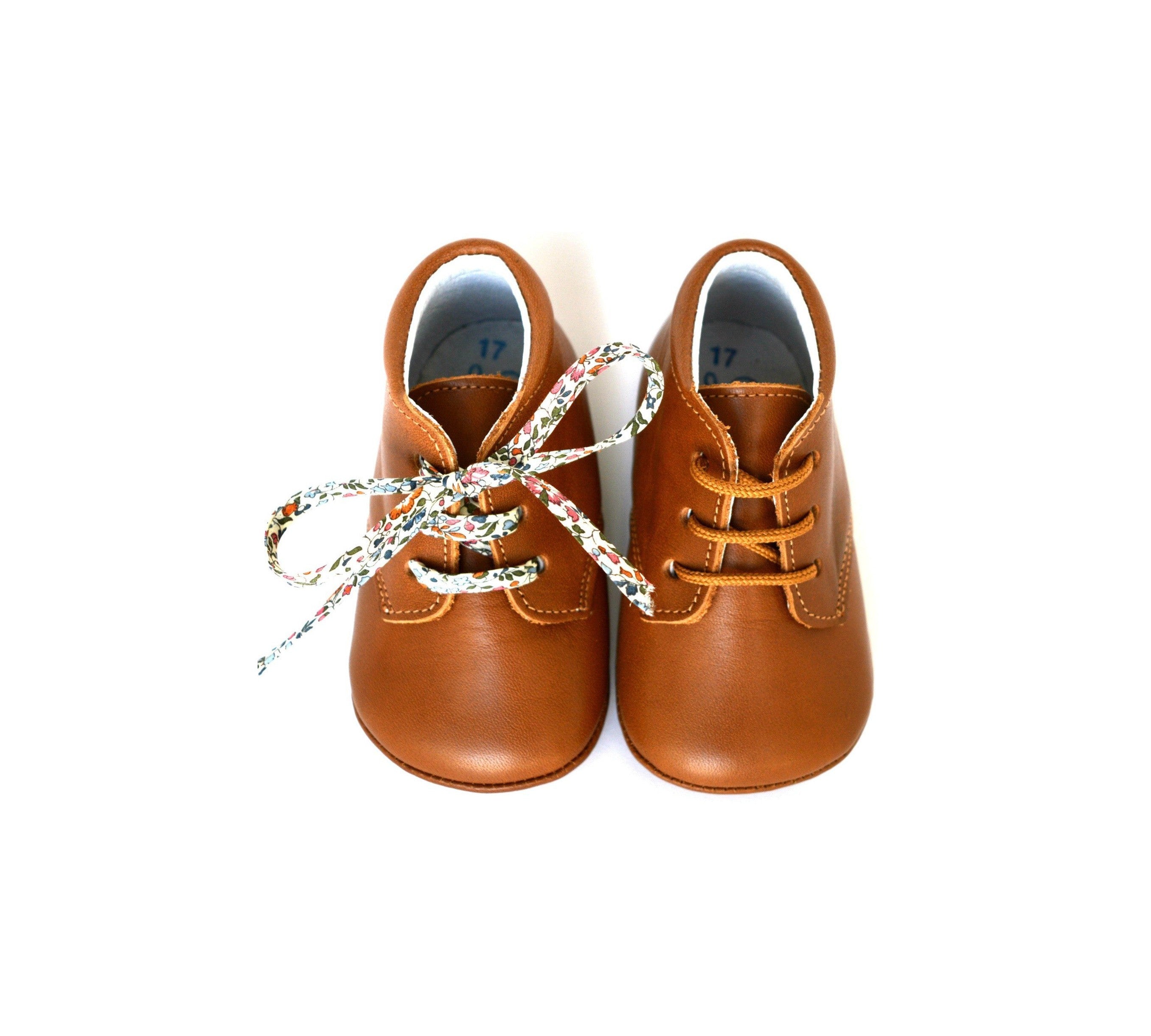 Chaussons Bébé Souples Antidérapants Mini-Arthur Cuir Camel