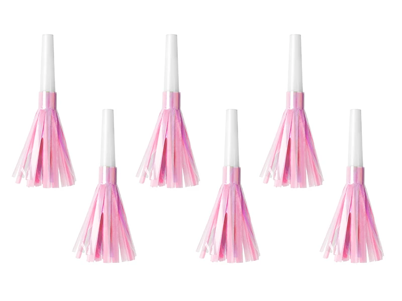 6 trompettes licorne roses scintillantes