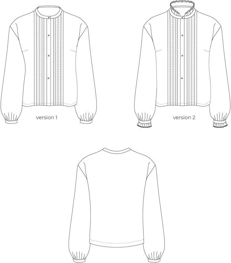 Henriette blouse sewing pattern – romantic, Sizes 0–34, Cup Options