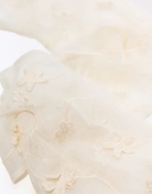 Bershka - Foulard brodé - Blanc