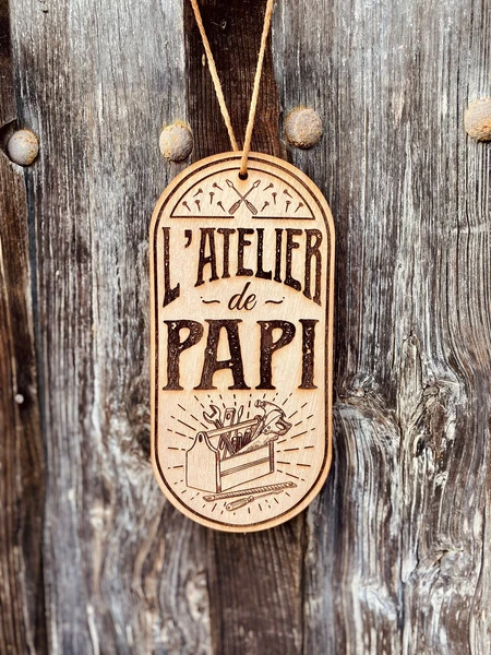 Pancarte personnalisée pour l’atelier vintage en bois gravé / déco d’atelier / cadeau de bricoleur