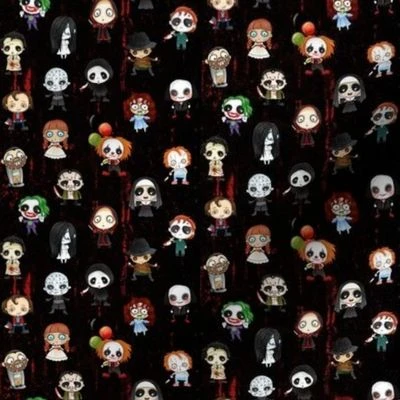 Little Horrors on black (tiny) Fabric | Spoonflower