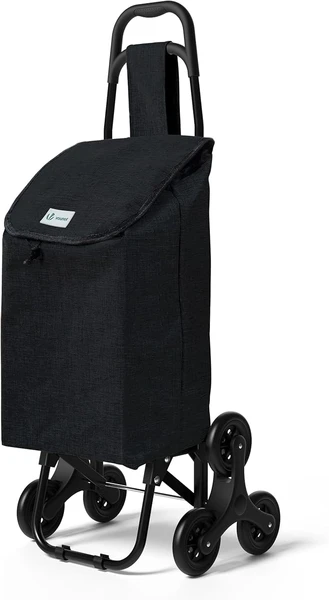 VOUNOT Chariot de Courses 6 Roues avec Compartiment Imperméable Chariot Marché Pliable 2 en 1 Sac en Oxford Caddie à roulettes Chariot Montant Escalier Noir
