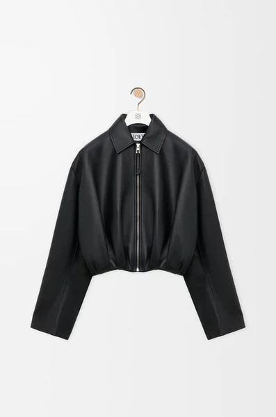 Draped jacket in nappa lambskin